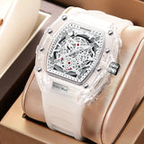 UTHAI - Reloj de cuarzo transparente para hombre, con cuerpo hueco, personalizado, resistente al agua, con calendario, informal, deportivo y moderno, BK134 