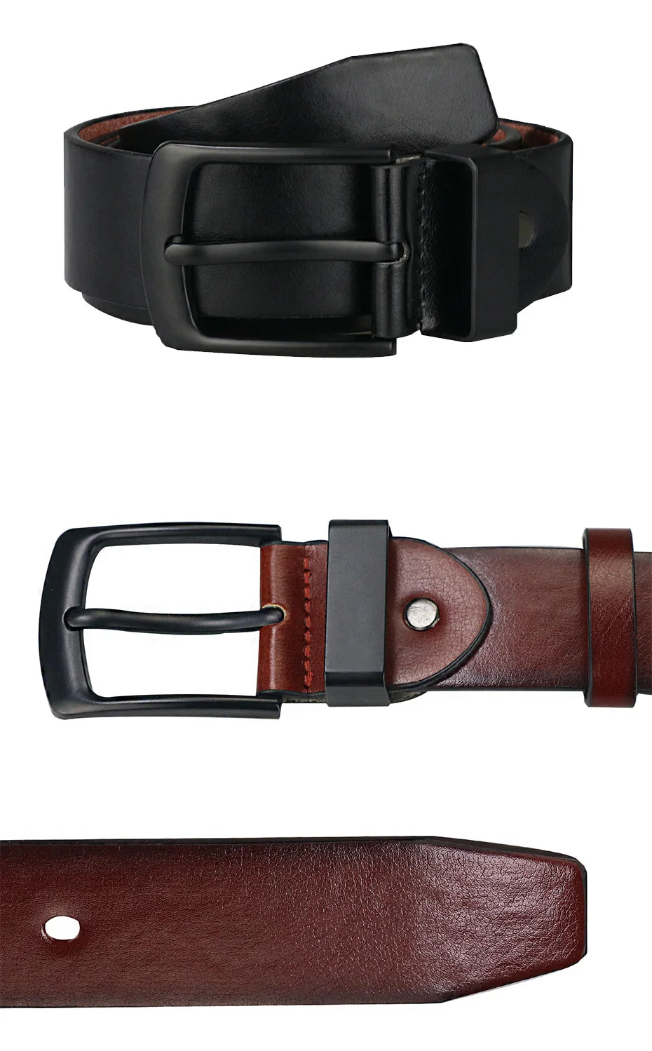 Cinturón casual vintage Maikun para hombre, con hebilla de pasador negra, de cuero ancho y versátil para estudiantes.