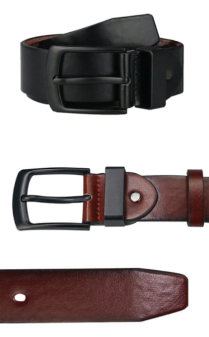 Cinturón casual vintage Maikun para hombre, con hebilla de pasador negra, de cuero ancho y versátil para estudiantes.