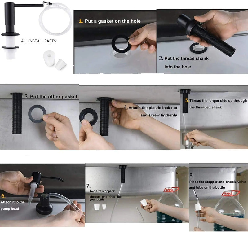 Kit de extensión para dispensador de jabón líquido Samodra de latón, para cocina, baño, metal, dorado.