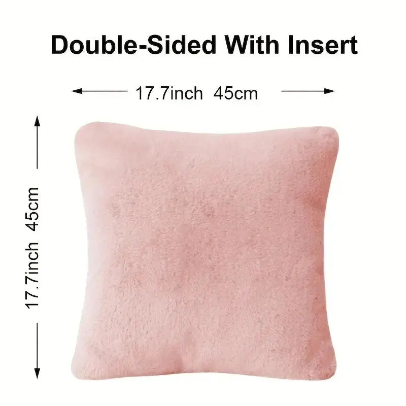 Ultra Soft Faux Rabbit Fur Throw Pillow Case, Warm Plush, Decorative Pillow, Cushion Cover for Sofa, Bedroom, Living Room, Luxury