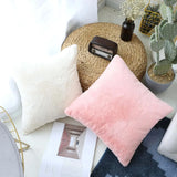 Ultra Soft Faux Rabbit Fur Throw Pillow Case, Warm Plush, Decorative Pillow, Cushion Cover for Sofa, Bedroom, Living Room, Luxury
