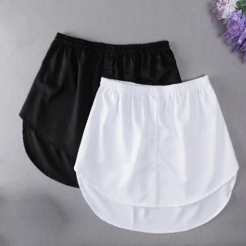 Underskirt irregular de algodão para mulheres, mini saias falsas, cauda destacável, bainha de blusa, extensor de saia xadrez, bainha, feminino, senhoras