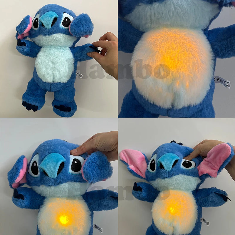 Soothing Bear Plush Doll for Baby, Breathable Stitch with Air Bag and Light, Sleeping Companion, Musical, Kawaii Toys, Gift, 30cm 