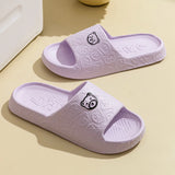 Cartoon bear print slippers for men and women, indoor soft sole slides, EVA bathroom, summer outdoor cool shoes for couple, fashion 