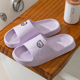 Cartoon bear print slippers for men and women, indoor soft sole slides, EVA bathroom, summer outdoor cool shoes for couple, fashion 