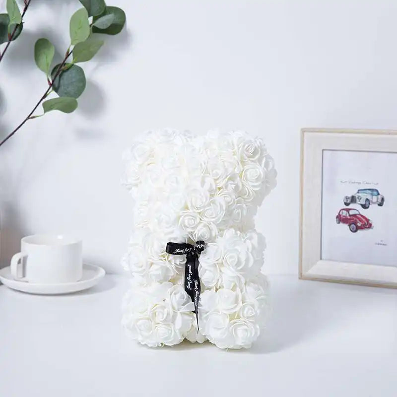 Rose Bear New Valentine's Day Gifts 25cm Flower Bears Artificial Floral Decorations Mother's Day Gift for Girlfriend Festival and 