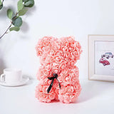 Rose Bear New Valentine's Day Gifts 25cm Flower Bears Artificial Floral Decorations Mother's Day Gift for Girlfriend Festival and 