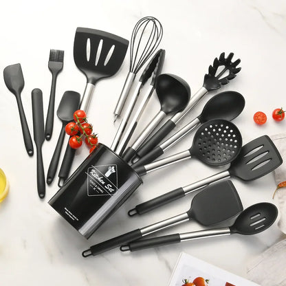 Utensilios de cocina de silicona de grado alimenticio, cuchara medidora, espátula, herramienta práctica de cocina, juego de utensilios de cocina, utensilios de cocina, espátula, 12 piezas 