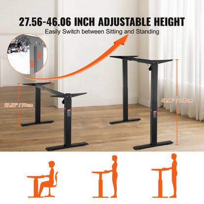 VEVOR-Adjustable Electric Stand Up Computer Desk Legs, Standing Desk Frame, Ergonomic for Home Office, Frame Only, 70-117cm Height 