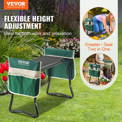 VEVOR-Garden Kneeler and Seat, 330 lbs Load Capacity, 8 or 10" EVA Wide Pad, Folding Stool, Kneeling Stool for Gardening 