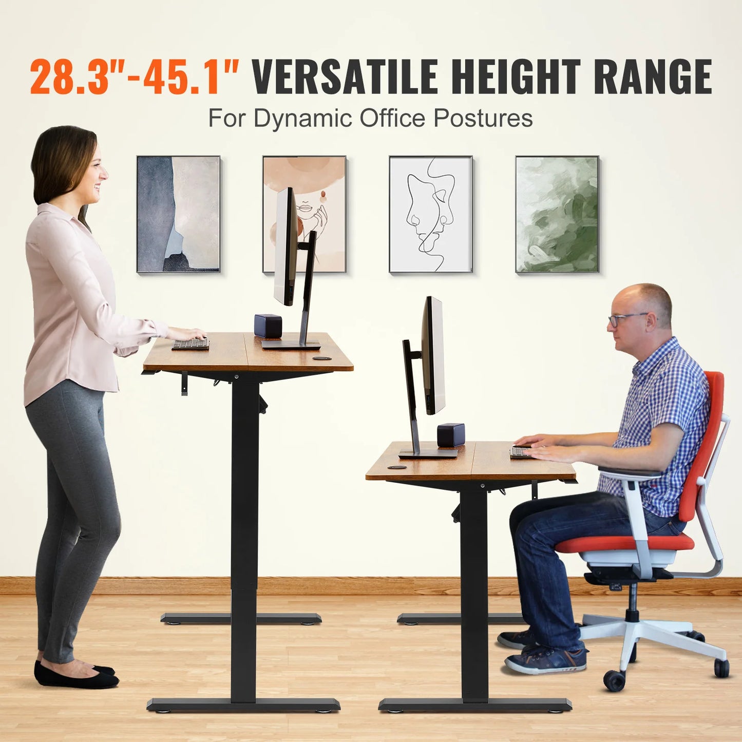 VEVOR-Mesa Elétrica em Pé para Casa e Escritório, Mesa Ajustável em Altura, Sturdy Computer Sit Stand-up Desk, Modos de 3 Teclas