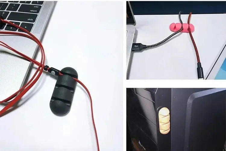 VIKEFON-Auto-adesivo Silicone USB Cable Organizer, cabo Winder, Wire Management Clips, Mouse, Teclado, Headset, iPhone