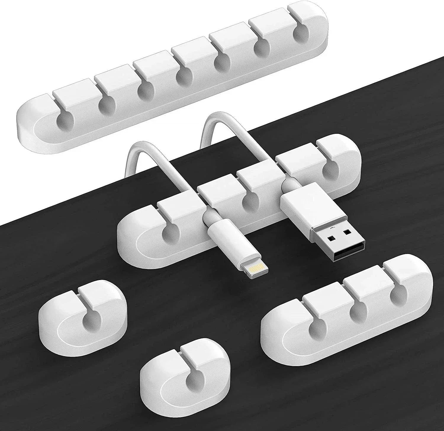 VIKEFON-Auto-adesivo Silicone USB Cable Organizer, cabo Winder, Wire Management Clips, Mouse, Teclado, Headset, iPhone