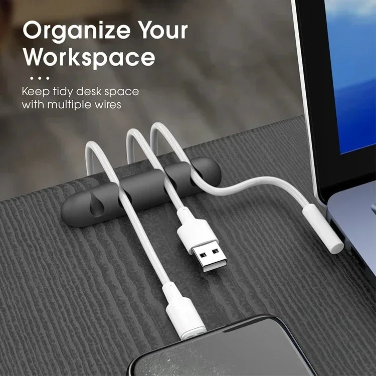 VIKEFON-Auto-adesivo Silicone USB Cable Organizer, cabo Winder, Wire Management Clips, Mouse, Teclado, Headset, iPhone