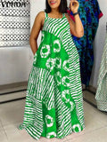 VONDA-Vestido Maxi Estampado Boêmio, Vestido de Festa Sem Mangas, Vestido Longo de Praia, Robe Solto Casual, Plus Size 5XL, Verão, 2024