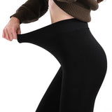Leggings de terciopelo monocromáticos de cintura alta para mujer, cálidos para el invierno, elásticos, envío directo 