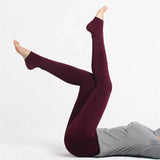 Leggings de terciopelo monocromáticos de cintura alta para mujer, cálidos para el invierno, elásticos, envío directo 