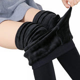 Leggings de terciopelo monocromáticos de cintura alta para mujer, cálidos para el invierno, elásticos, envío directo 