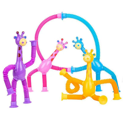 Ventosa Brinquedos para Crianças, tubos Pop, Stress Relief Squeeze Toy, Telescópico Girafa Mão Toy, fole sensorial, Kids Gift, 4 Pcs, 12Pcs