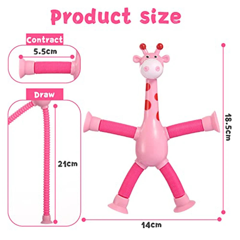 Suction Cup Toys for Kids, Pop Tubes, Stress Relief Squeeze Toy, Telescopic Giraffe Hand Toy, Sensory Bellows, Kids Gift, 4 Pcs, 12Pcs 