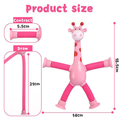 Ventosa Brinquedos para Crianças, tubos Pop, Stress Relief Squeeze Toy, Telescópico Girafa Mão Toy, fole sensorial, Kids Gift, 4 Pcs, 12Pcs