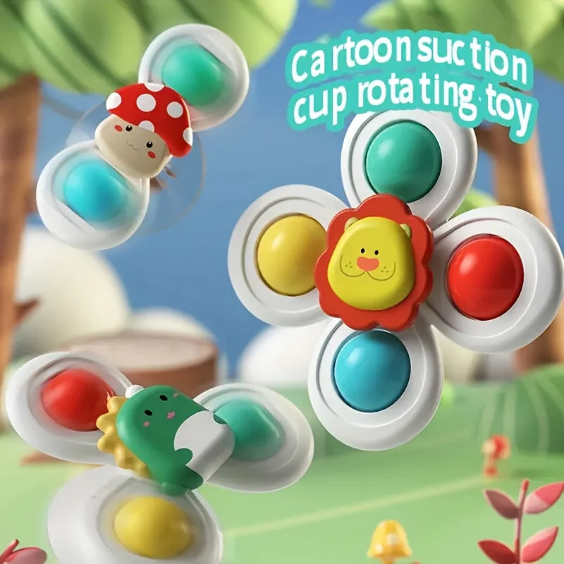 Baby Spinning Suction Cup Hand-Eye Coordination Educational Training Bath and Travel Toy Birthday and Christmas Gift 3pcs 