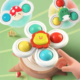 Baby Spinning Suction Cup Hand-Eye Coordination Educational Training Bath and Travel Toy Birthday and Christmas Gift 3pcs 