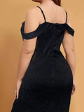 Vestido Bodycon Off-the-ombro elegante feminino, mini, fino, brilhante, lantejoulas, plus size, clube, coquetel, vestidos de moda, festa