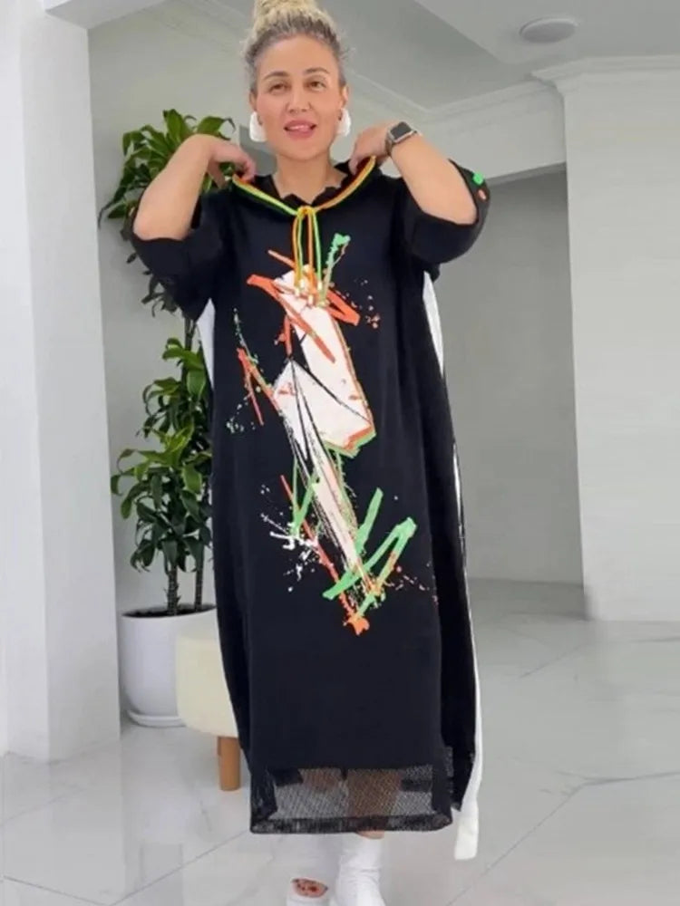 Street Style Midi Dress for Women 3/4 Sleeve Dresses Casual Summer Autumn Clothes Plus Size L-5XL Plus Size 3XL 4XL 