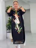 Street Style Midi Dress for Women 3/4 Sleeve Dresses Casual Summer Autumn Clothes Plus Size L-5XL Plus Size 3XL 4XL 