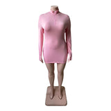 Vestido bodycon queda roupas para as mulheres zip v neck plus size vestidos elegante manga longa sexy mini vestido dropshipping atacado