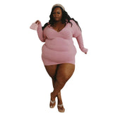 Vestido bodycon queda roupas para as mulheres zip v neck plus size vestidos elegante manga longa sexy mini vestido dropshipping atacado