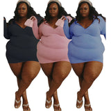 Vestido bodycon queda roupas para as mulheres zip v neck plus size vestidos elegante manga longa sexy mini vestido dropshipping atacado