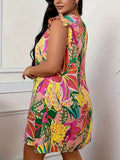 Vestido informal con cuello en V y estampado floral para mujer, ropa de verano para vacaciones, vestidos con mangas de mariposa, tallas grandes, curvas 