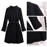 Vestido informal tipo cárdigan negro para mujer, talla grande, tejido de algodón, con cinturón y solapa, especial para primavera y otoño. 