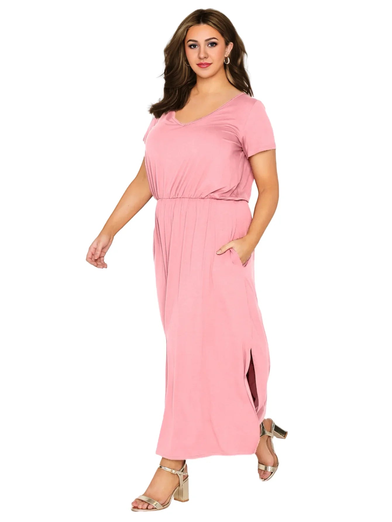 Plus Size Women Short Sleeve Casual Dress Loose Weekend Beach Split Sides Plus Size Long Party Summer Elegant Vestidos 3XL 
