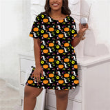 Vestido casual feminino de manga curta solto em linha A, mini vestidos para festa de Halloween, roupas plus size, moda verão e outono, 8XL, 9XL
