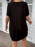Vestido informal de manga corta con cuello en V y estampado de calavera para mujer, talla grande, con bolsillos, para primavera y verano 