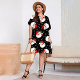 Vestido de Natal de manga curta feminino, grande, impressão 3D, solto, casual, roupas femininas, moda verão, plus size, 8XL, 9XL