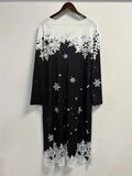 Vestido de Papá Noel para mujer, talla grande, estampado de Papá Noel y eslogan, manga larga, cuello en T con muescas, talla grande, 1XL-5XL 