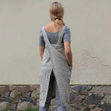 2024 Women Cotton Linen Apron Dress Long Dress Loose Party Dresses Plus Size Women Clothing 