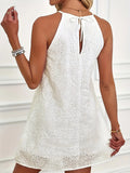 Women's Cami Eyelet Dress, Sleeveless Casual Dress, Monochrome Tie Back, Plus Size Clothing, Spring and Summer 
