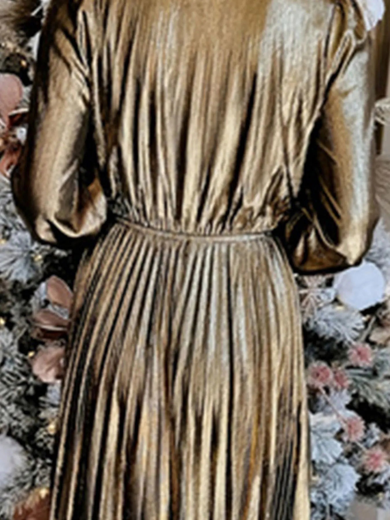 Vestido de manga comprida plissado feminino, além de roupas tamanho, primavera elegante