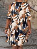 Vestido elegante de ombro feminino, zíper casual para férias, gola V, vestidos soltos em linha, roupas curvas, plus size, verão