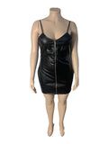Women's PU Leather Bodycon Dress, Plus Size Dresses, Sexy Short Dress, Sling Clubwear, Wholesale Bulk Dropshipping, 5XL 