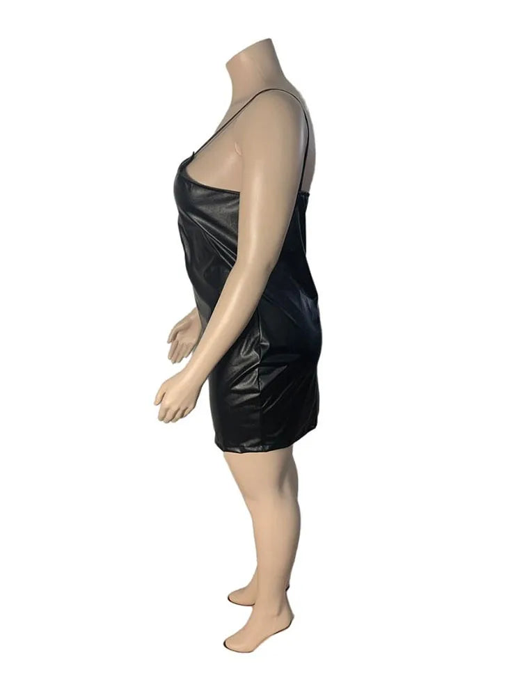 Vestido ajustado de piel sintética para mujer, tallas grandes, sexy, corto, para club, venta al por mayor, talla 5XL 