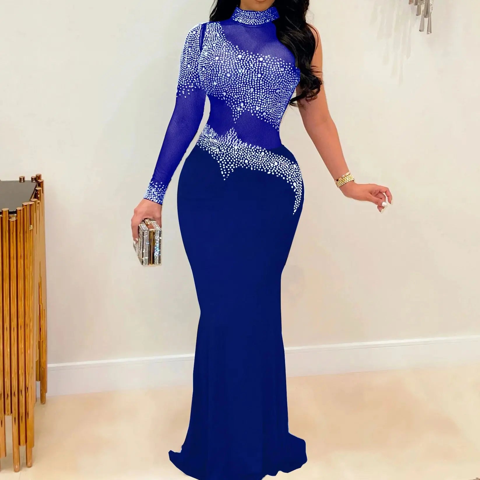 Vestido feminino de festa com strass puro, tamanho grande, elegante e bonito, veste de noite feminina, jantar de baile, verão