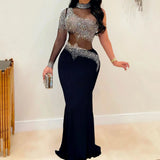 Vestido feminino de festa com strass puro, tamanho grande, elegante e bonito, veste de noite feminina, jantar de baile, verão