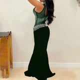 Vestido feminino de festa com strass puro, tamanho grande, elegante e bonito, veste de noite feminina, jantar de baile, verão